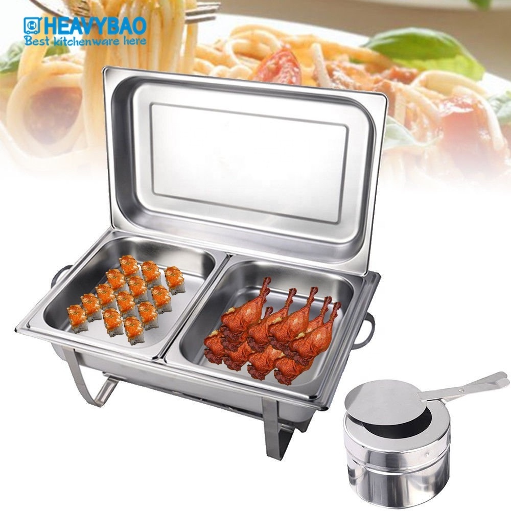 Heavybao High Quality Commercial  Restaurant Food Warmer With Candles Stainless Steel Chafing Dishes