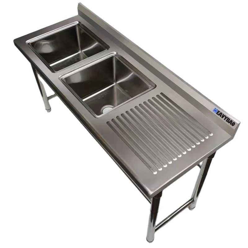 Heavybao Restaurant Commercial Kitchenware Supplier Stainless Steel Working Table Top With Sink And Table