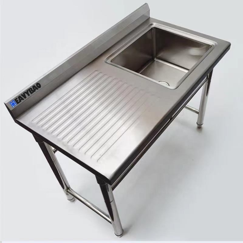 Heavybao Restaurant Commercial Kitchenware Supplier Stainless Steel Working Table Top With Sink And Table