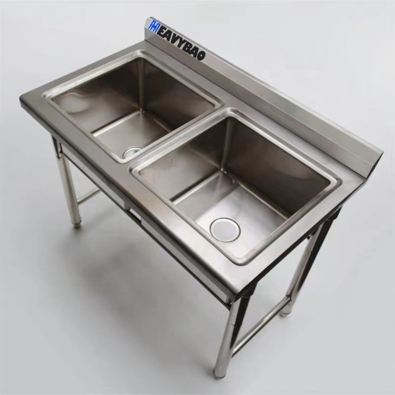 Heavybao Restaurant Commercial Kitchenware Supplier Stainless Steel Working Table Top With Sink And Table