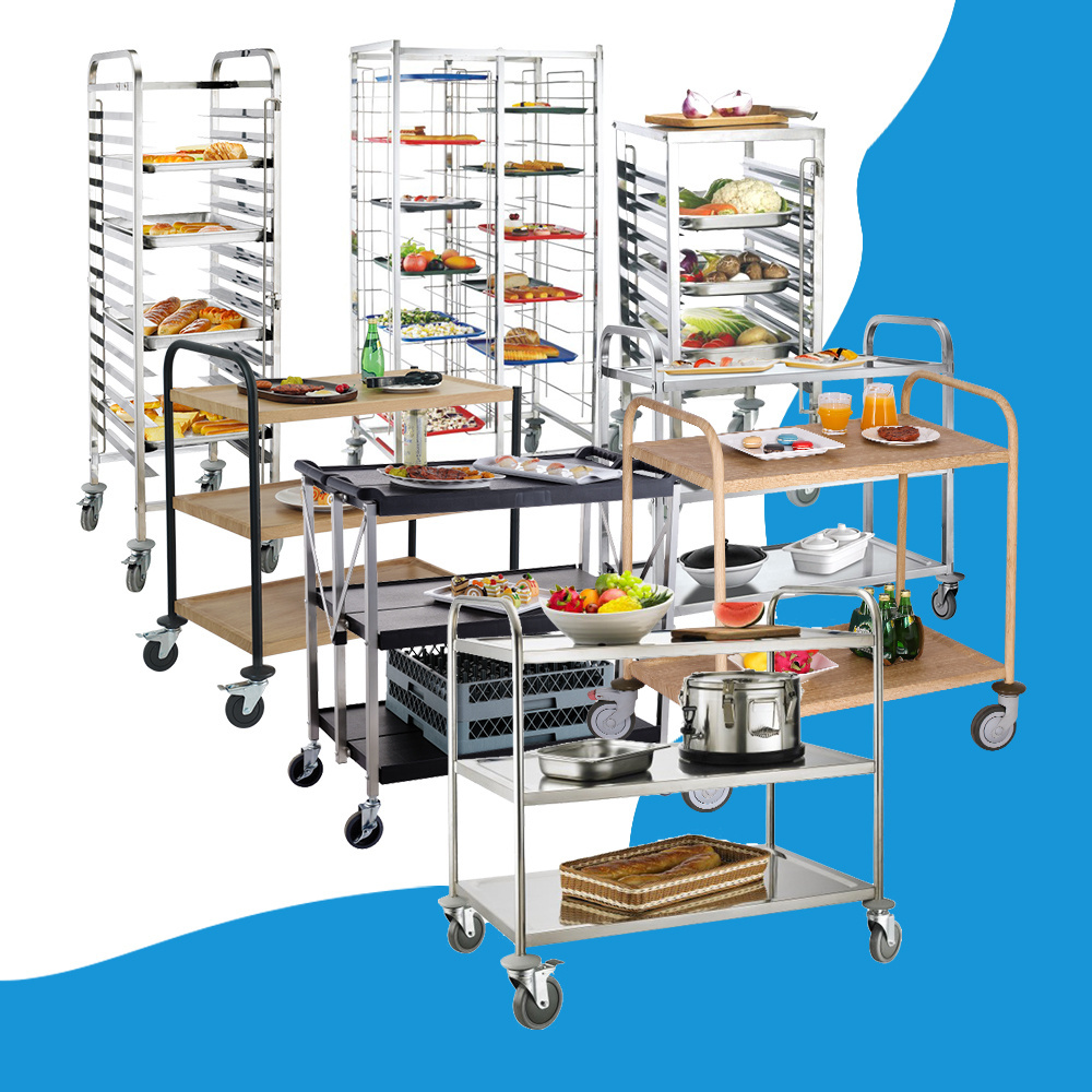 Stainless Steel Knocked-down Kitchen Carts With Wheels And Bread Trolleys