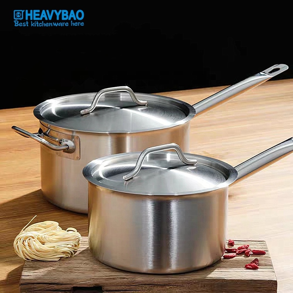 Heavybao Stainless Steel Induction Saucepan Soup Dish Milk Butter Sauce Pan with Handle