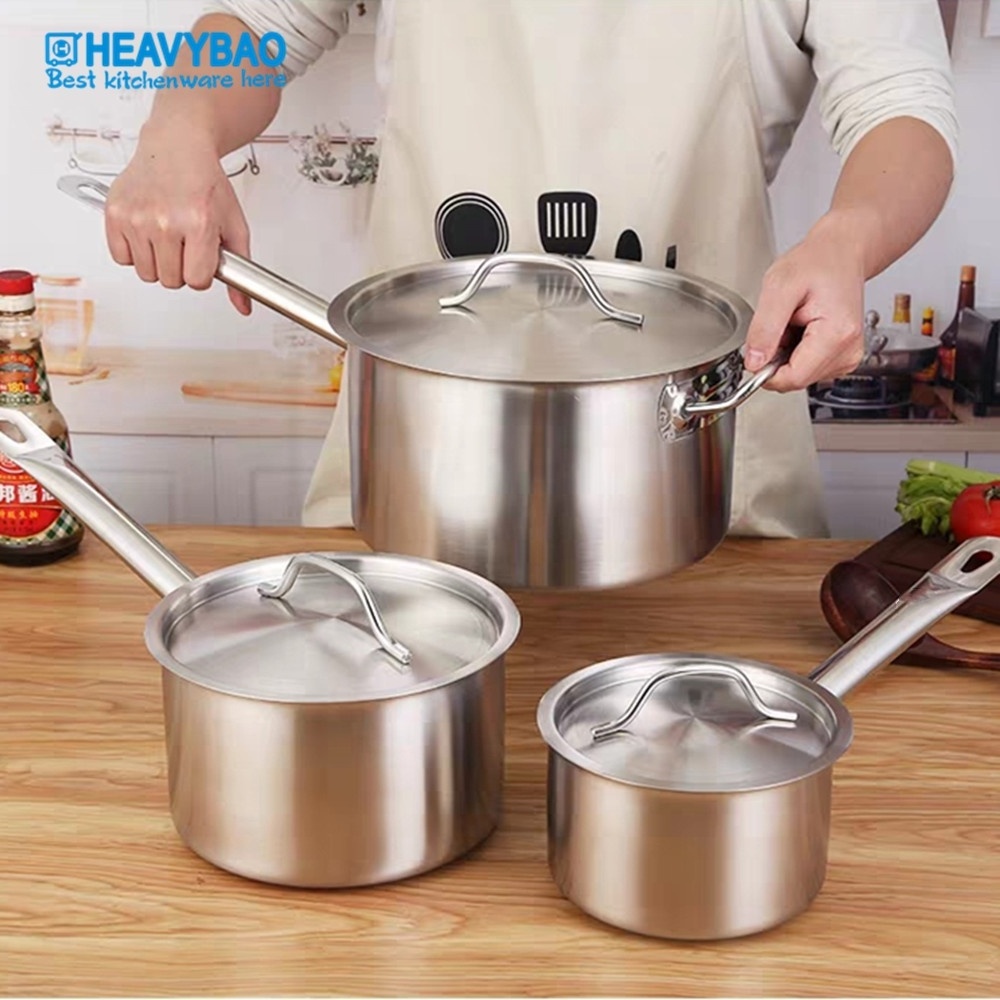 Heavybao Stainless Steel Induction Saucepan Soup Dish Milk Butter Sauce Pan with Handle