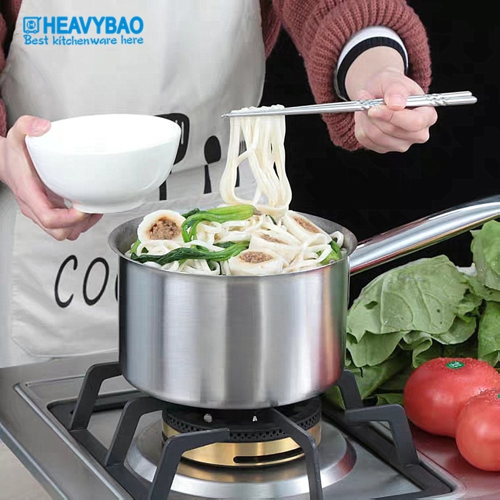 Heavybao Stainless Steel Induction Saucepan Soup Dish Milk Butter Sauce Pan with Handle