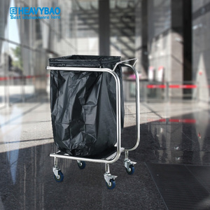 Heavybao Commercial Cleaning Trolley For Dust Bag Stainless Steel Hospital Garbage Cart