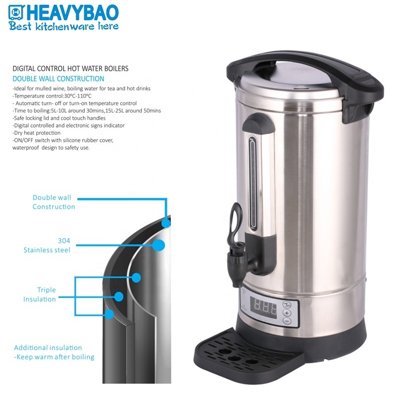 Stainless Steel Electric Drinking  Hot Water heater Coffee Maker Tea Warmer Heating Element Catering Urns Wine Boiler