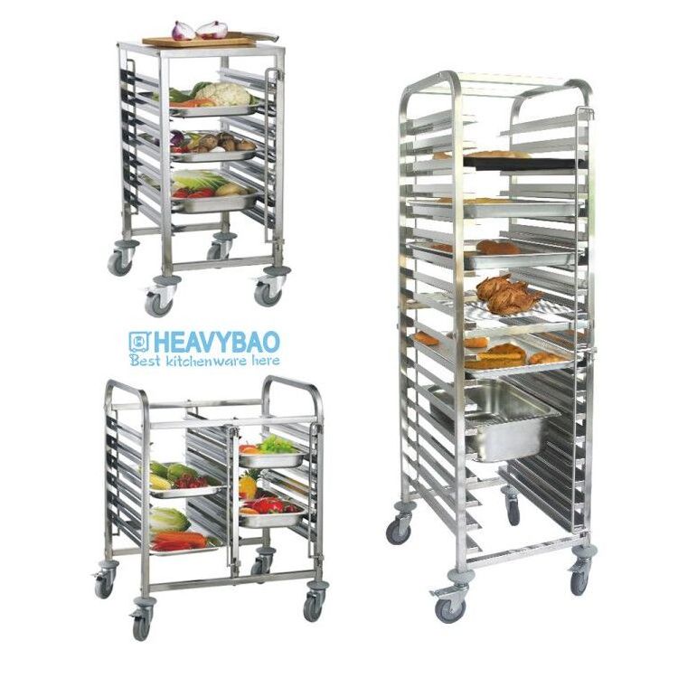 Heavybao New Stainless Steel 18-Tiers Multifunctional Rack Trolley