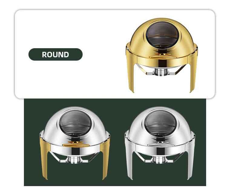 Heavybao Gold Food Warmer Other Hotel & Restaurant Supplies Heavy Duty Chafing Dish with Diamond Cover and Lid Holder