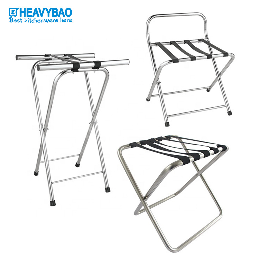 Heavybao High Quality Durable Stainless Steel Foldable Hotel Luggage Rack Suitcase Stand Used Food Apartment Luggage Rack