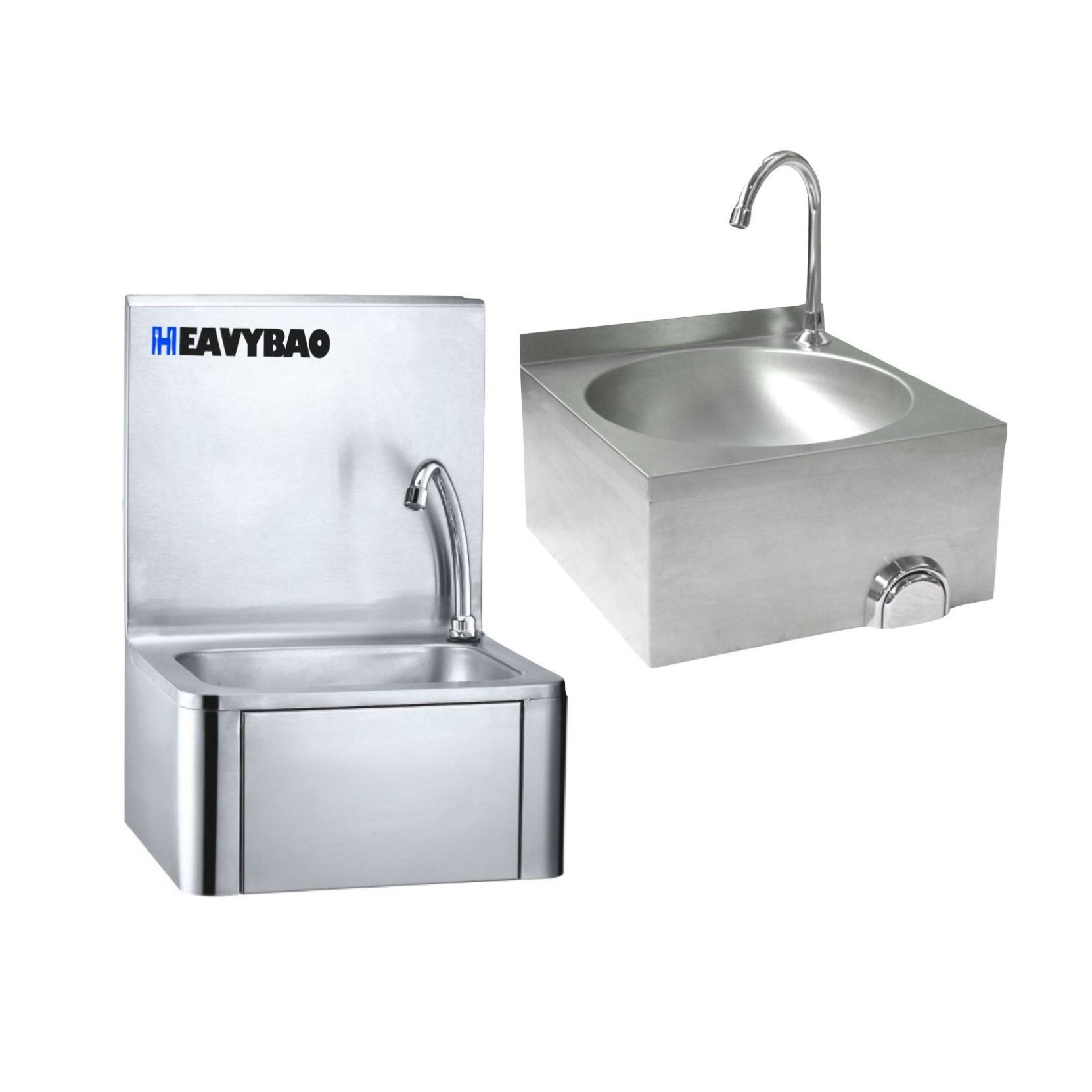 Heavybao Commercial hand free knee operated removable Wash basin Kitchen Sink stainless steel