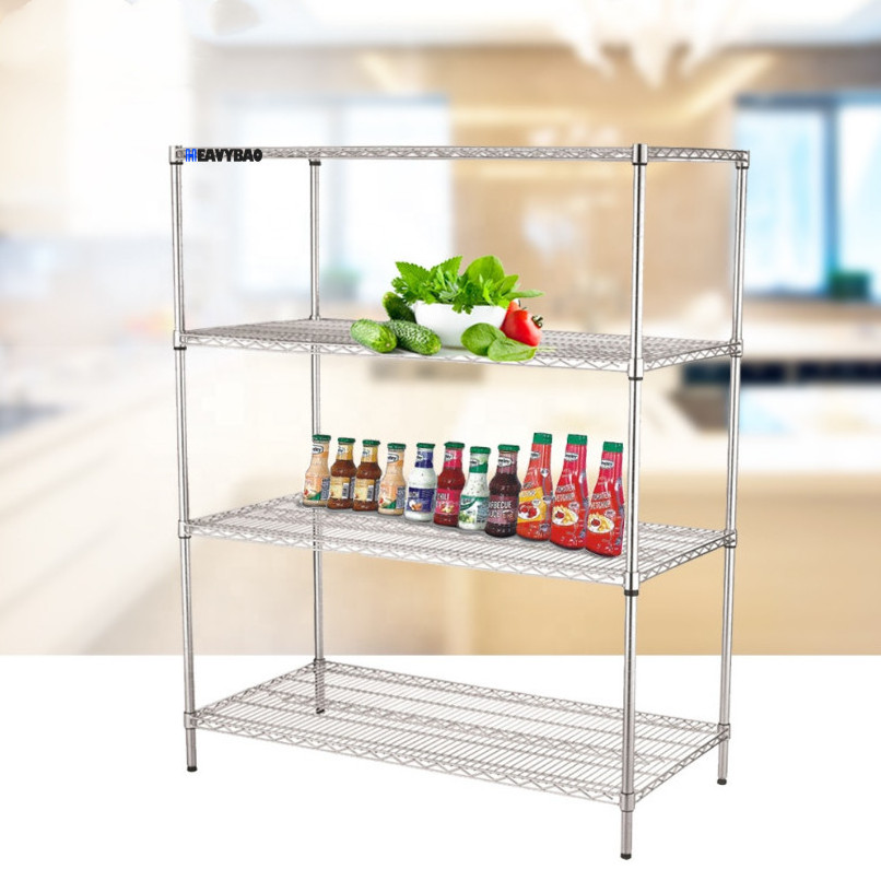 Heavybao Commercial Stainless Steel Wire Storage Shelf Rack For Hotel Restaurant Home Supermarket Used Food Rack Shelf