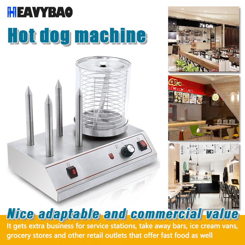 Heavybao Automatic Sausage Warming Commercial Food Truck Machine Electric Hot Dog Warmer With Baguette Heating Rod For Snack Caf