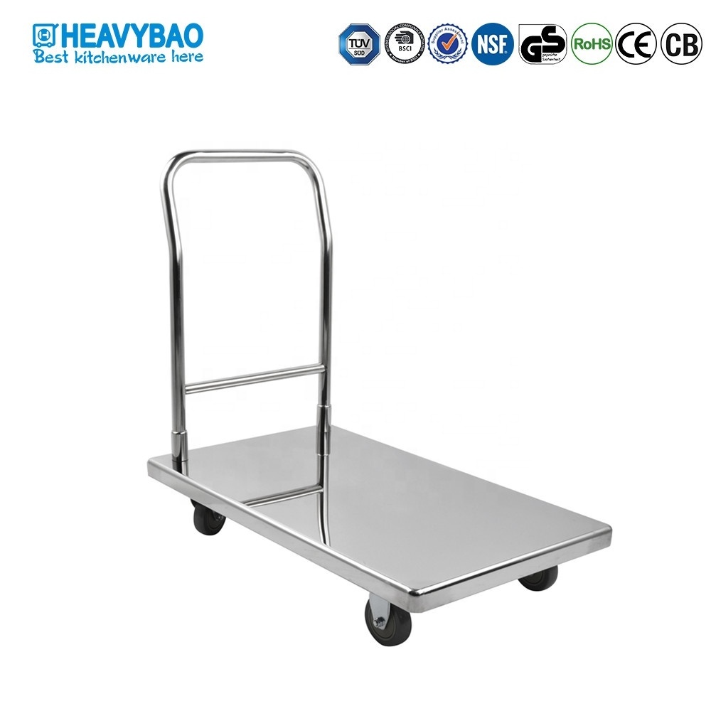 Heavybao Stainless Steel Heavy Loading Platform Hand Trolley Cart