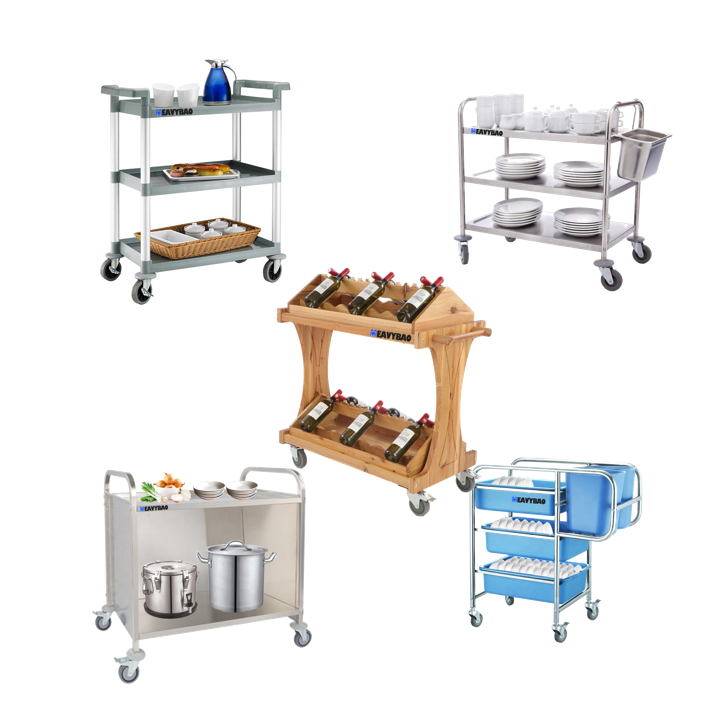 Heavybao Stainless Steel Collecting Rectangular Laundry Trolley room service cart commercial cloth collecting trolley