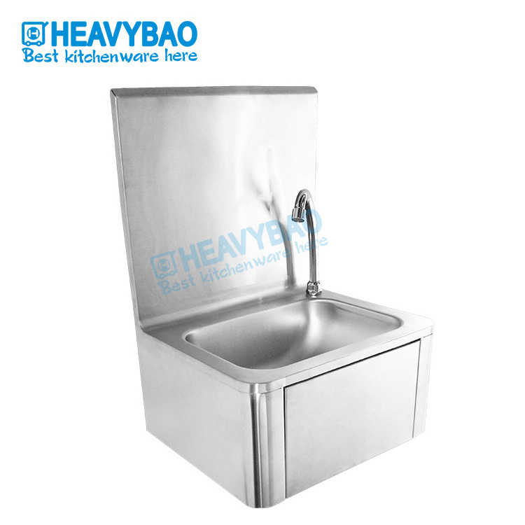 Commercial hand free knee operated sink stainless steel sink washing basin for restaurant