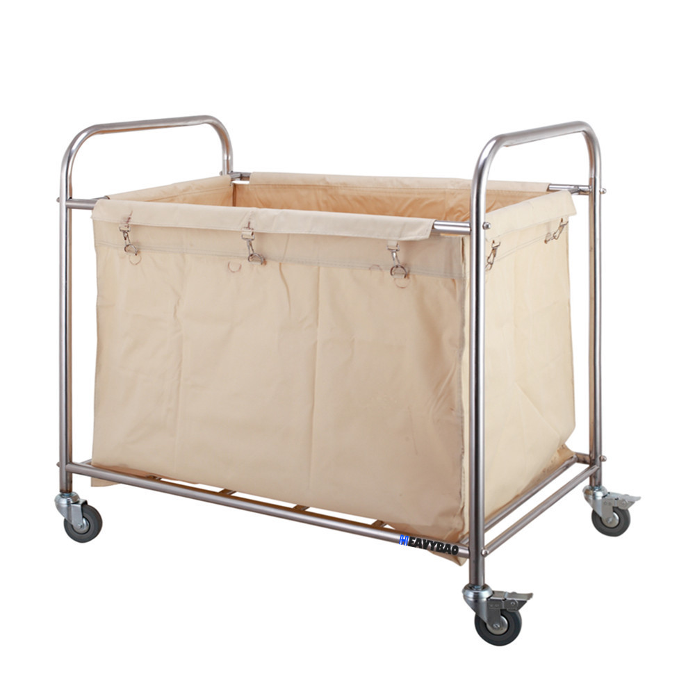 Heavybao Stainless Steel Collecting Rectangular Laundry Trolley room service cart commercial cloth collecting trolley