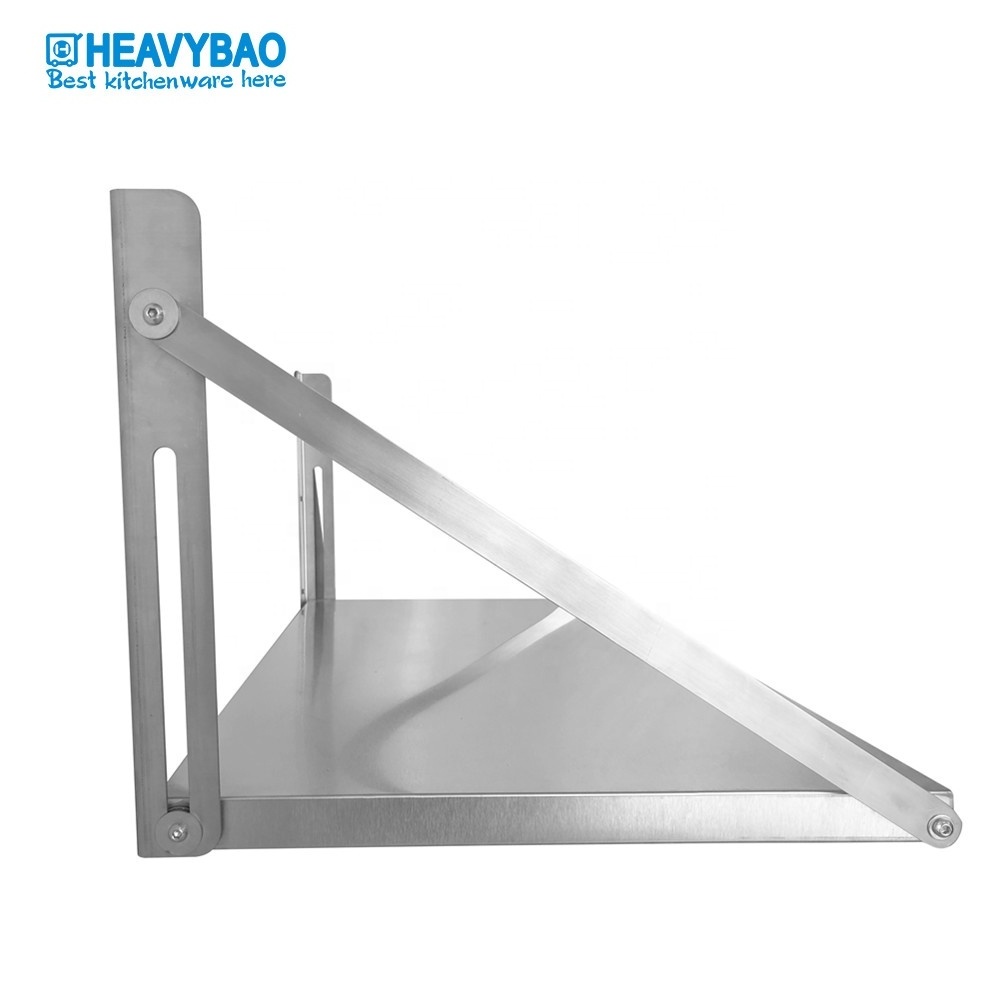 Heavybao Hotel Kitchen Restaurant Stainless Steel Board Style Foldable Wall Mounted Shelf