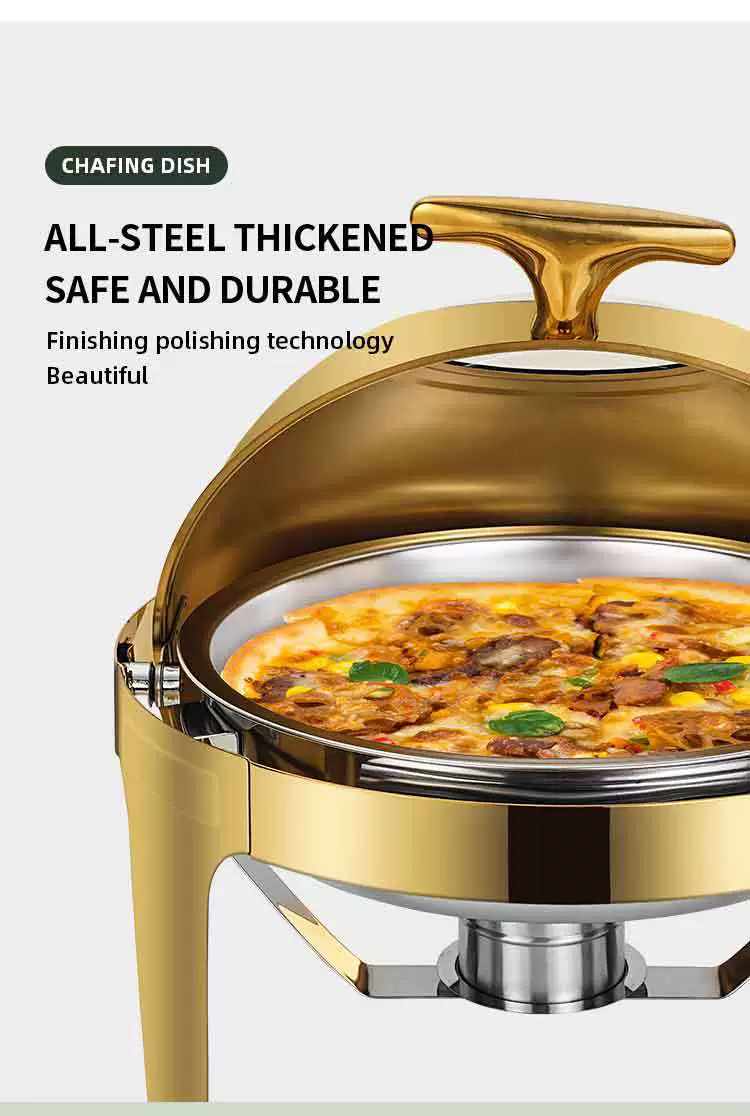 Heavybao Gold Food Warmer Other Hotel & Restaurant Supplies Heavy Duty Chafing Dish with Diamond Cover and Lid Holder