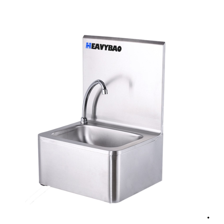 Heavybao Commercial hand free knee operated removable Wash basin Kitchen Sink stainless steel