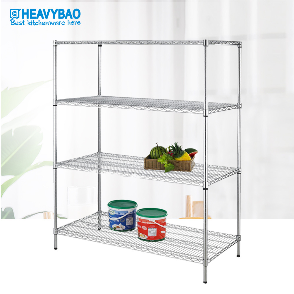 Heavybao Commercial Stainless Steel Wire Storage Shelf Rack For Hotel Restaurant Home Supermarket Used Food Rack Shelf