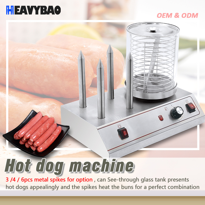 Heavybao Automatic Sausage Warming Commercial Food Truck Machine Electric Hot Dog Warmer With Baguette Heating Rod For Snack Caf