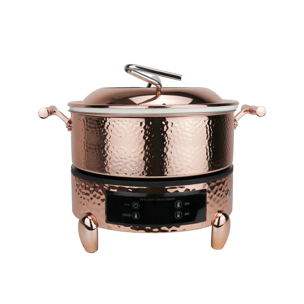 Heavybao Hydraulic Lid Copper Luxury Buffet Stove Electric Chaffing Dishes Food Warmer For Restaurant Silver Gold Chafing Dishes