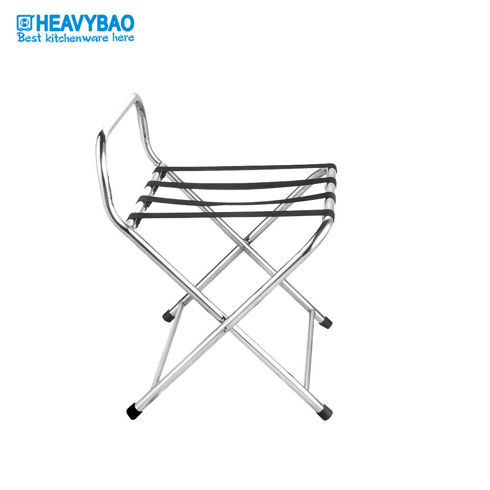 Heavybao High Quality Durable Stainless Steel Foldable Hotel Luggage Rack Suitcase Stand Used Food Apartment Luggage Rack