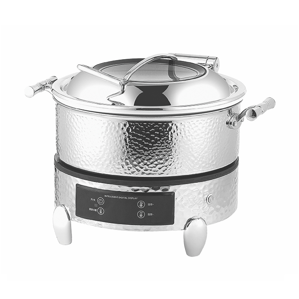 Heavybao Hydraulic Lid Copper Luxury Buffet Stove Electric Chaffing Dishes Food Warmer For Restaurant Silver Gold Chafing Dishes