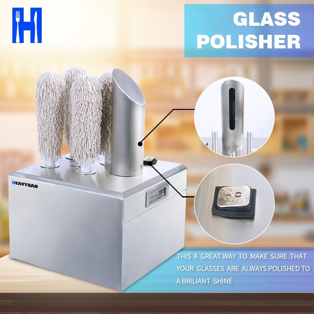 Heavybao Stainless Steel Electric Commercial Glassware Dryer Polishing  Washer Wiping Machine Wine Glass Cup Polisher