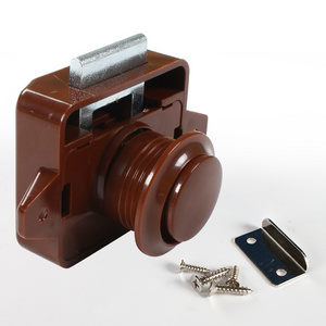 HEYRV In Storage Factory Price High Quality Cut-out Size 26mm 10pcs/box Brown Color Push Knob Lock RV Cabinet Push Lock