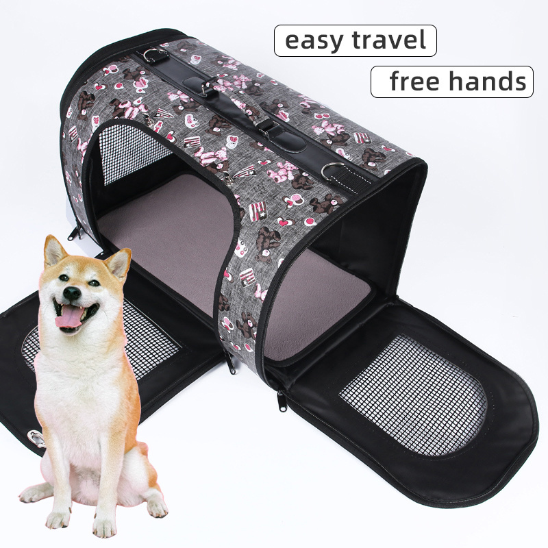 Factory Outlet Pu Leather Dog Bag Cat Carry Travel Bag Foldable Dog Carrier