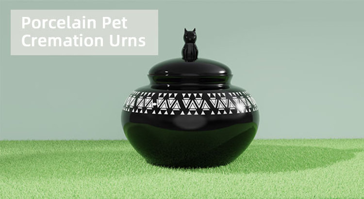 Pet Supplies Porcelain Urn Ceramic Urns With Sealed Lid Black Custom Ceramic Ash Urn for Pet Funeral Home