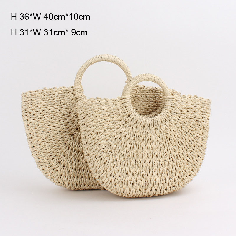 Wholesale woven paper shopping grocery basket handbag eco friendly beach straw basket raffia bag