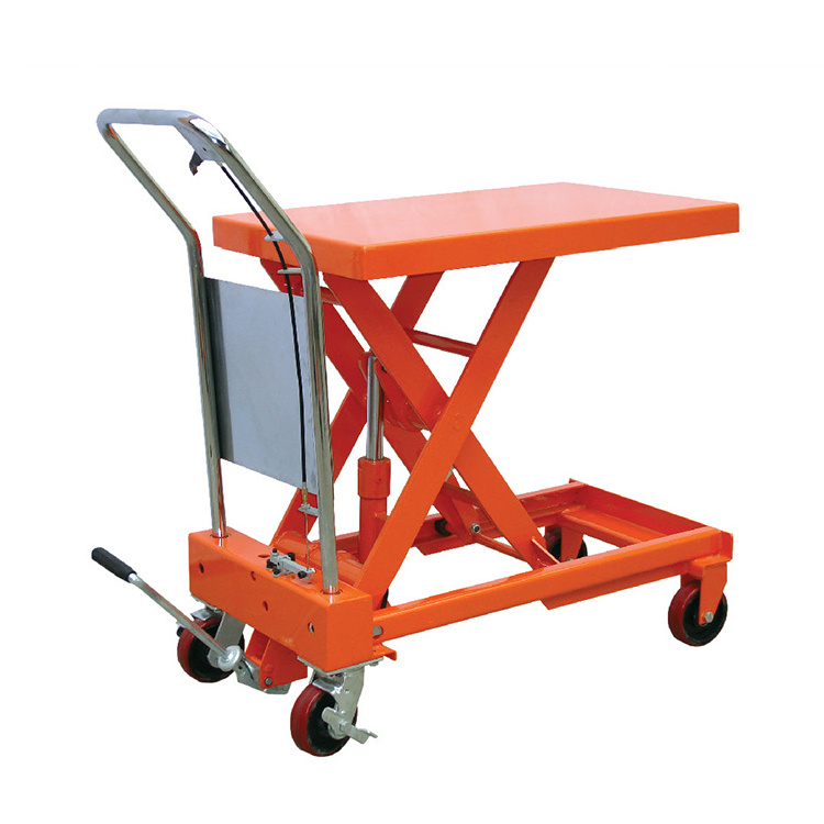 Manufacturer Guarantee 100kg Capacity Trolley Lift Table Manual Height Adjustable Hand Hydraulic Lift Table truck