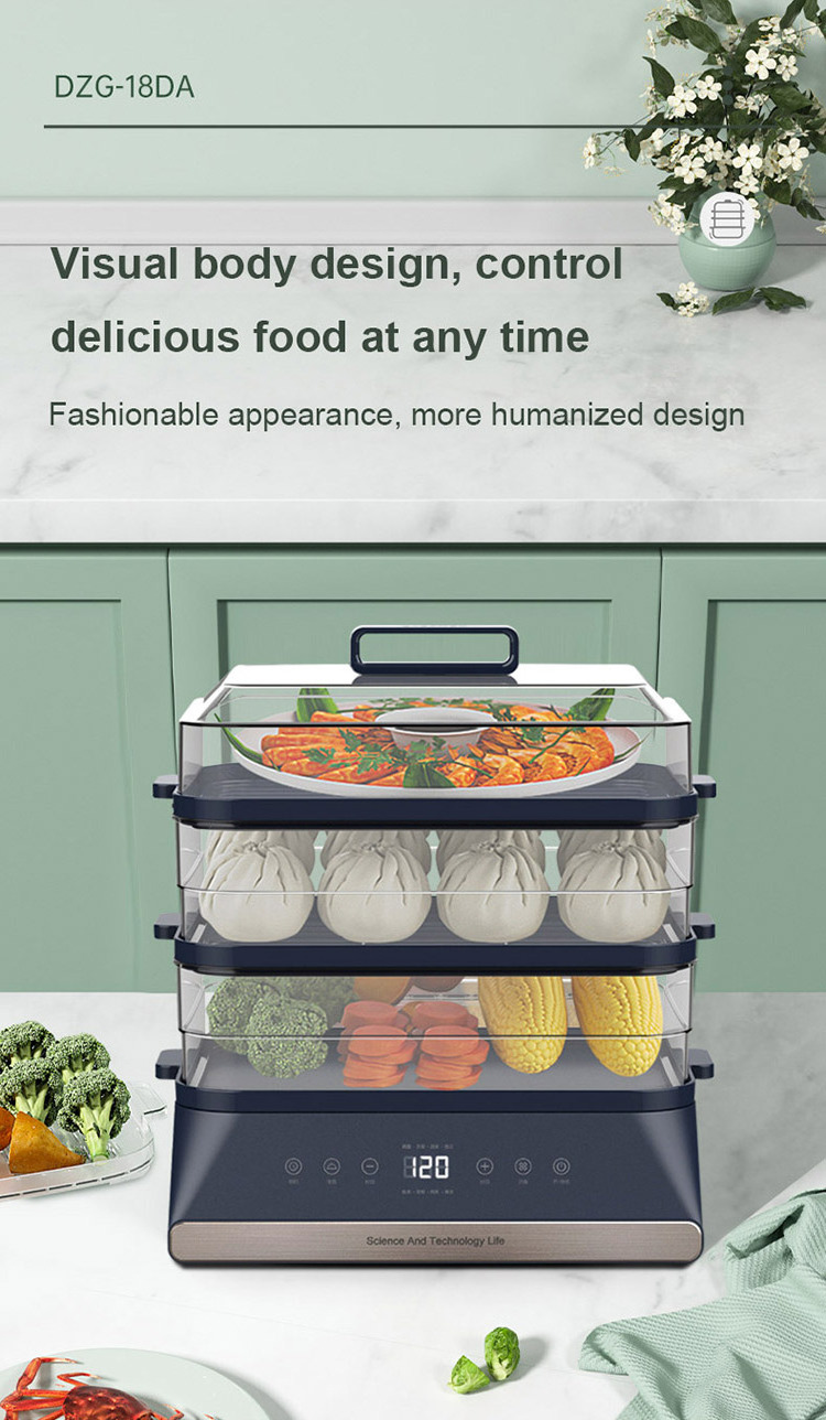 Liter Good Quality digital Electric Commercial  Food Warmer Display Showing Baking Kitchen Machine Bun Steamer With Glass