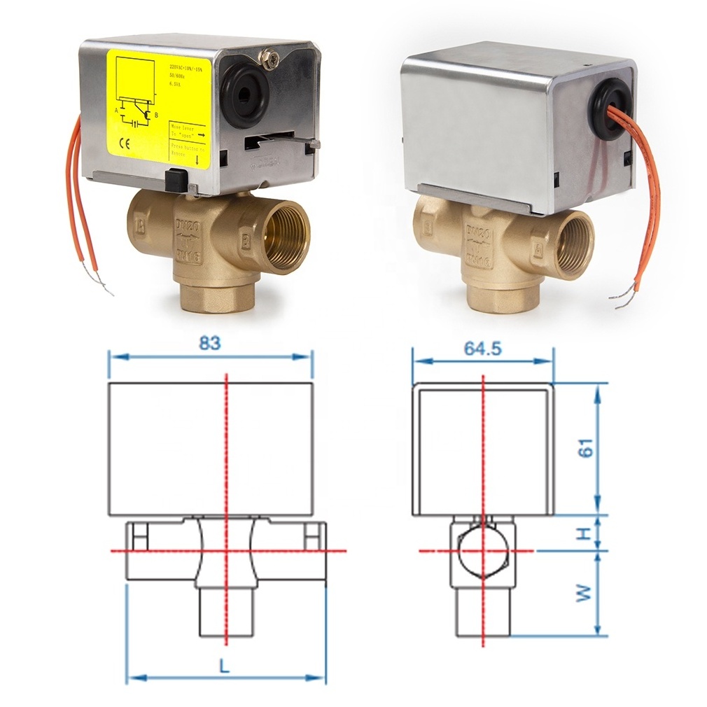 Remote Pressure Control Valves 3 Way Motorized Zone Electric Water Valves For Air Conditioner