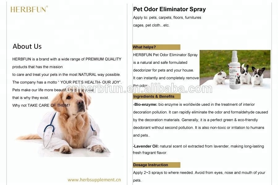 100 ML Lavender Scent Small Animal Dog Cat Pet Enzyme Odor Remover Spray Odor Eliminator