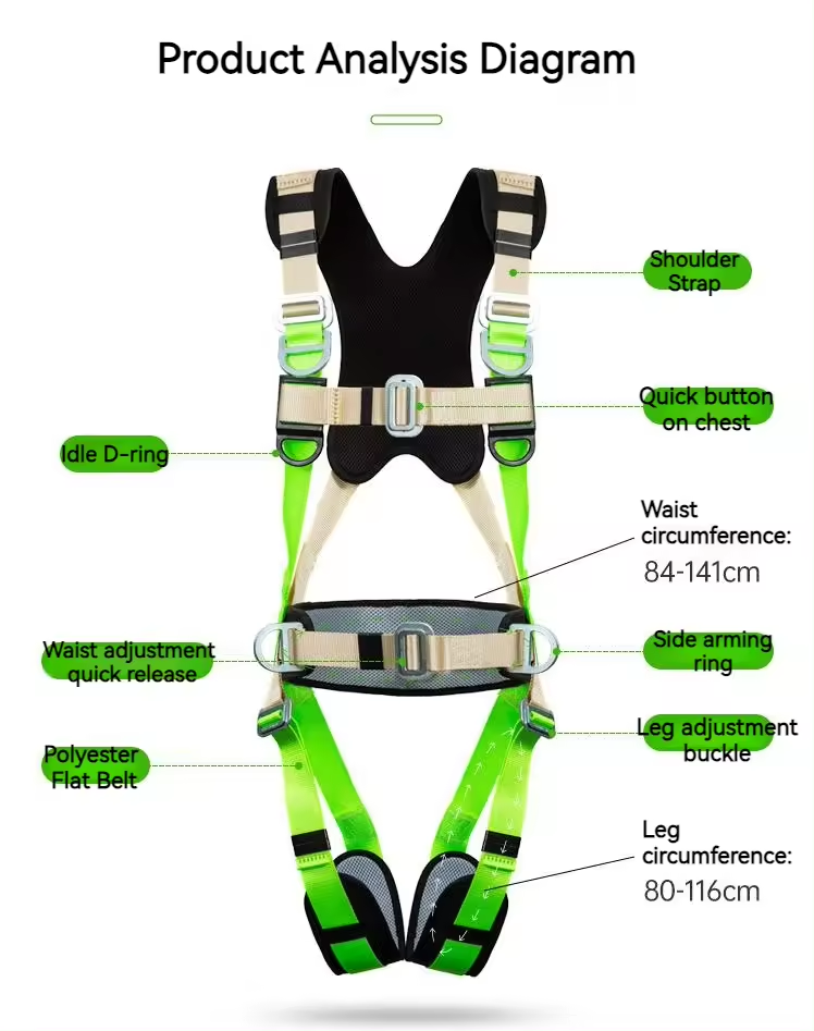 Lanyard Safety Strap Quick Connect Construction Work Five Point Full Body Safety Harness