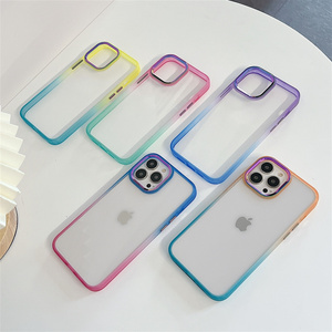 Gradient Color Metal Camera Surround Designer Custom Girl TPU PC Mobile Protector Phone Case For iPhone 13 Pro Max