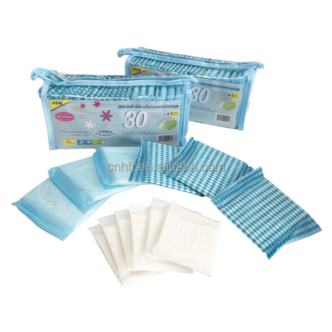 Comfortable hygiene products disposable winged organic sanitary feminine pads manufacturing in Quanzhou factory anion type