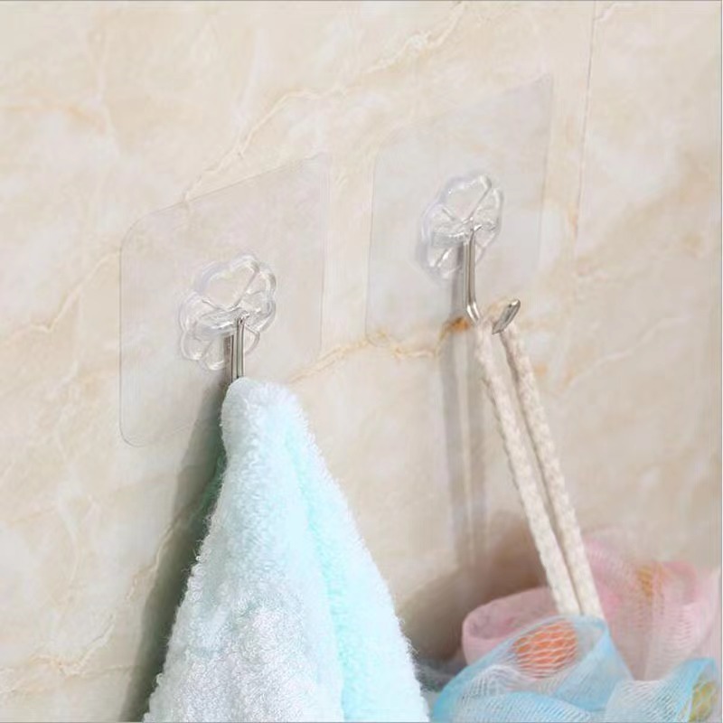 Adhesive Hooks For Hanging Heavy Duty Wall Hooks Self Adhesive Sticky Waterproof Transparent Hook For Keys Workshop Door