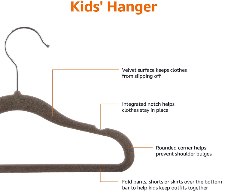 Basics Kids Velvet Non-Slip Clothes Hangers Felt Adult Hangers   Premium Velvet Hangers 50 Pack Non-Slip   Durable Clothes