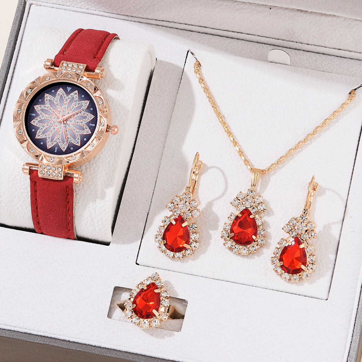 Hifive Fashion ladies african jewelry sets dubai girls necklace bracelet luxury quartz watches jewelry sets for women gift