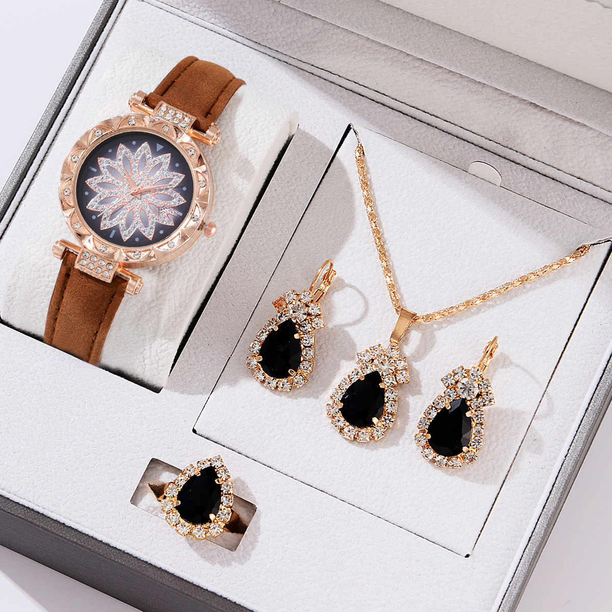 Hifive Fashion ladies african jewelry sets dubai girls necklace bracelet luxury quartz watches jewelry sets for women gift