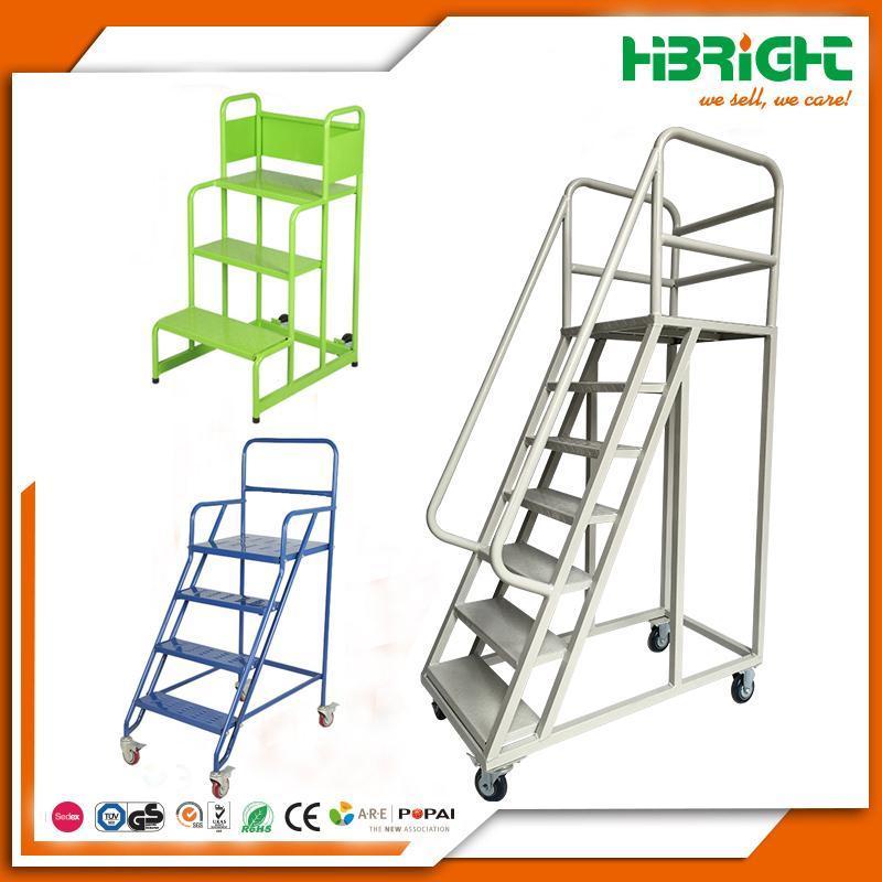 Folding Platform Step Ladder with Wheels