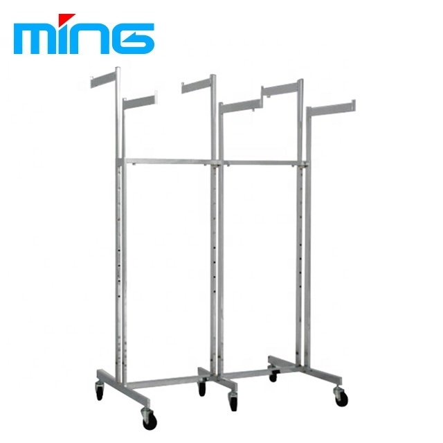 Rolling Single Bar Clothes Rack Collapsible Commercial Garment Rack