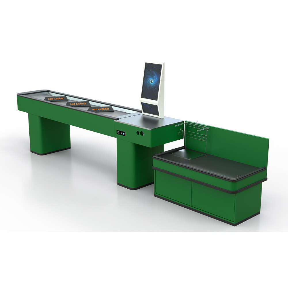 Wholesale Retail Store Self Service Electrical Checkout Counter With Conveyer Belt