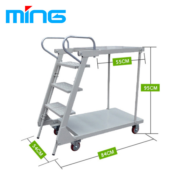 Folding Platform Step Ladder with Wheels