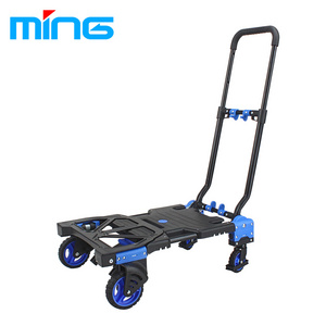 Foldable Platform Hand Trolley Heavy Duty for Supermarket Grocery Store Warehouse Moving Luggage Flatbed Cart