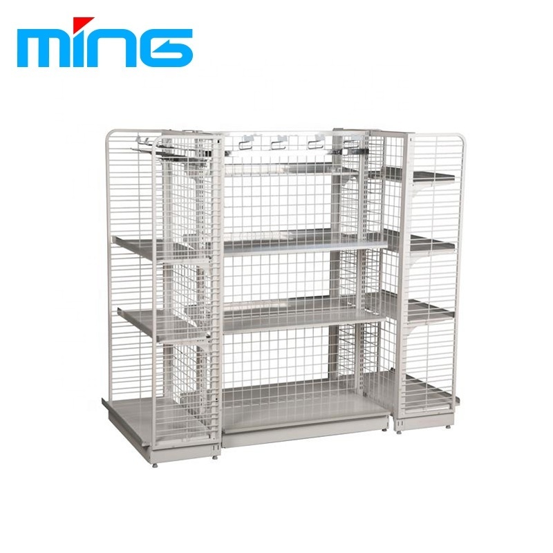 Wood Metal Material Gondola Shelving Super Market Display Shelf